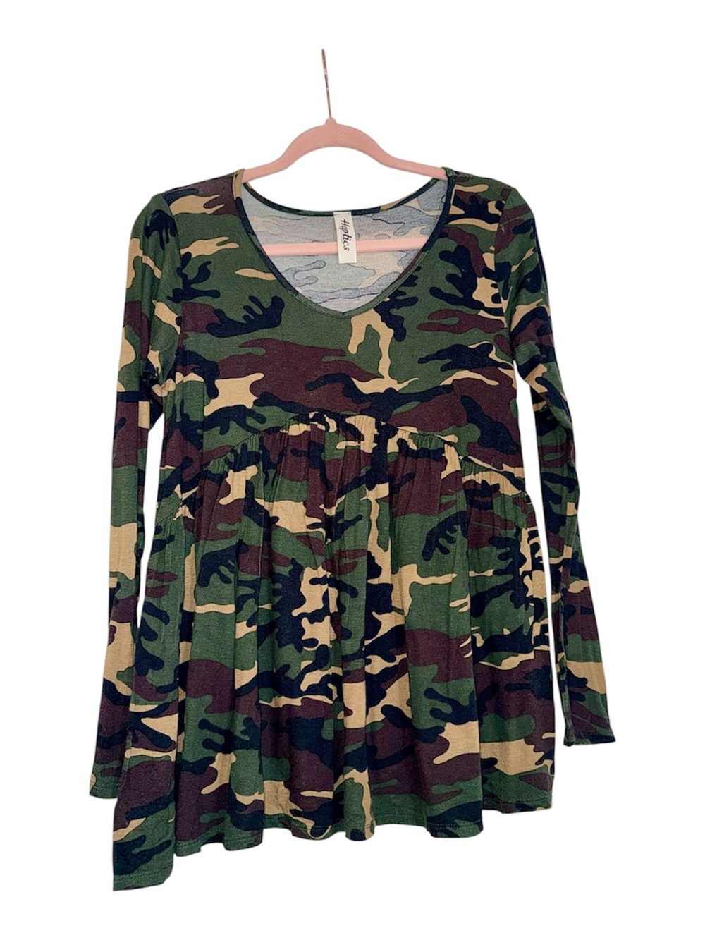 Camo V-Neck Babydoll Top - Size Small - Worn & Washed 2x - GUC! - Haptics Brand!